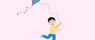 Boy and flying kite