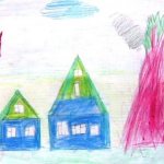 Drawing by a child from kindergarten on the topic of fire safety.